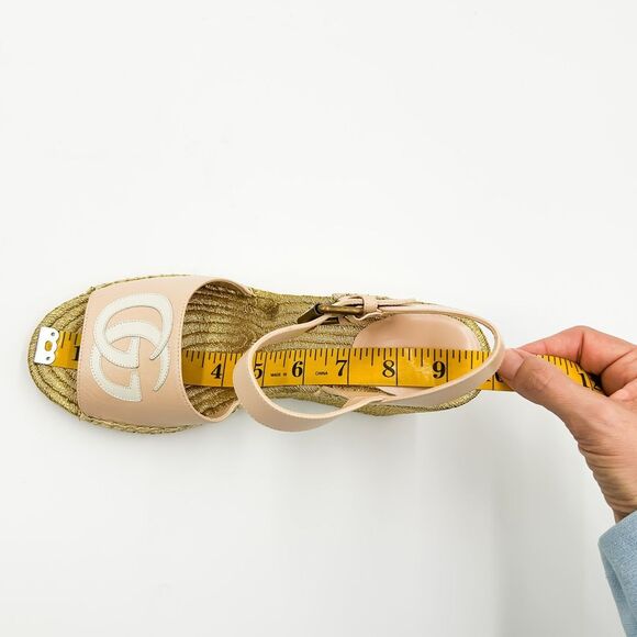 Gucci GG Pink Espadrille Gold Wedge Sandals New Size 38, 8 - Picture 14 of 14